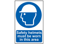 Scan 0002 Safety Helmets Must Be Worn in This Area - PVC Sign 200 x 300mm