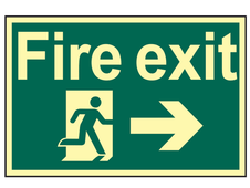 Scan 1581 Fire Exit Running Man Arrow Right - Photoluminescent 300 x 200mm