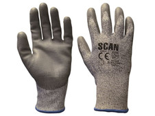 Scan H3101-5 Grey PU Coated Cut 5 Gloves - M (Size 8)