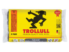 Trollull TRL771214 Extra Large Steel Wool Pads Grade 1 165g (Pack 8)