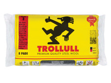 Trollull TRL771234 Extra Large Steel Wool Pads Grade 3 165g (Pack 8)