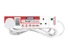 Status International® S4W2MSPS9 Surge Protected Extension Lead 240V 4-Gang 13A White 2m