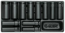 Gedore 1640836 1500 ES K 19 L Set of  Impact sockets 1/2" in 1/3 ES module