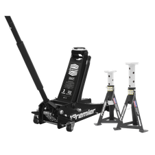 Sealey 3040ABCOMBO Premier Trolley Jack 3 Tonne & Axle Stands (Pair) 3 Tonne per Stand Combo
