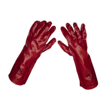 Sealey 9114/12 Worksafe PVC Gauntlets 450mm, Red - Pack of 12 Pairs
