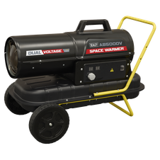 Sealey AB500DV Dual Voltage Kerosene/Diesel Space Warmer Heater with Wheels 50,000Btu/hr