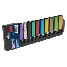 Sealey AK285D Premier Deep Multi-Coloured Socket Set 3/8"Sq Drive 10pc