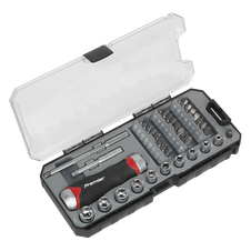 Sealey AK64905 Premier Fine Tooth Ratchet Screwdriver Socket & Bit Set 38pc