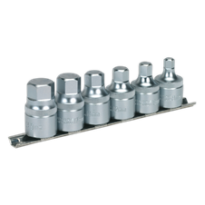 Sealey AK6561 Premier Stubby Hex Socket Bit Set with Rail 1/2"Sq Drive 6pc