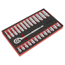 Sealey AK66723 Premier Ratchet Wrench & Socket Set 1/2"Sq Drive 27pc