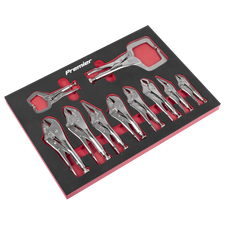 Premier AK6802 Locking Pliers Set with Tool Tray 10pc