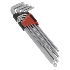 Sealey AK7181 Premier Imperial Lock-On Extra-Long Ball-End Hex Key Set 9pc