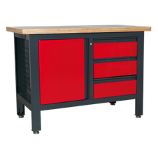 Sealey AP1372B Workbench with 3 Drawers & Cupboard