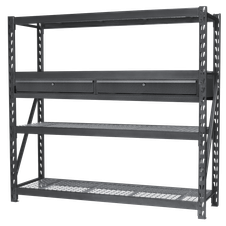 Sealey AP6572COMBO1 Heavy-Duty Racking Unit with 4 Mesh Shelves & Double Drawer 640kg Capacity Per Level