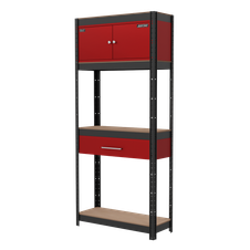 Sealey AP830R Shelving Unit 4-Tier with Cupboard & Drawer