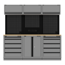 Superline Pro APMSBESTACK04WW Black Edition Storage System with Rubber Wood Worktop 2.04m