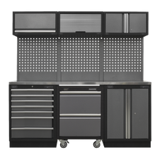 Sealey APMSSTACK12SS Superline Pro Storage System with Stainless Steel Worktop 2.04m