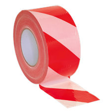 Sealey BTRW Non-Adhesive Hazard Warning Barrier Tape 80mm x 100m - Red/White