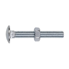 Sealey CBN1075 Zinc Plated Coach Bolt & Nut M10 x 75mm, DIN 603 - Pack of 50
