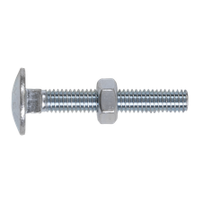 Sealey CBN640 Zinc Plated Coach Bolt & Nut M6 x 40mm, DIN 603 - Pack of 100