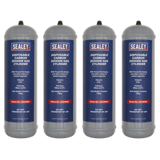 Sealey CO21KGD4 Disposable Carbon Dioxide Gas Cylinder 1.3kg - Pack of 4