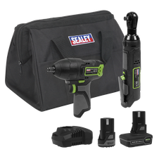 Sealey CP108VCOMBO6 2 x SV10.8 Series Cordless Power Tool Kit 10.8V - 2 Batteries