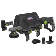 Sealey CP108VCOMBO7 5 x SV10.8 Series Cordless Power Tool Kit 10.8V - 2 Batteries