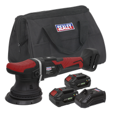 Sealey CP20VOPKIT2 Premier SV20 Series 125mm Cordless Orbital Polisher Kit 20V 4Ah - 2 Batteries