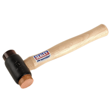 Sealey CRF25 Premier Copper/Rawhide Faced Hammer with Hickory Shaft 2.25lb
