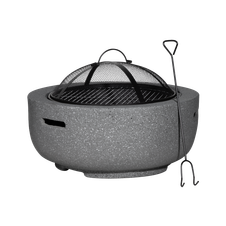 Dellonda DG189 Round MgO Fire Pit with BBQ Grill & Safety Mesh Screen 60cm - Dark Grey