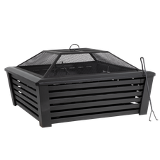 Dellonda DG43 89cm Square Outdoor Fire Pit, Black