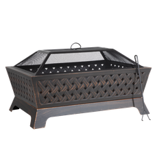 Dellonda DG44 89cm Rectangular Outdoor Fire Pit, Antique Bronze Effect
