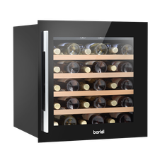 Baridi DH206 36 Bottle Built-In Wine Cooler with Touchscreen Controls, Beech Wood Shelves & LED Light - Black