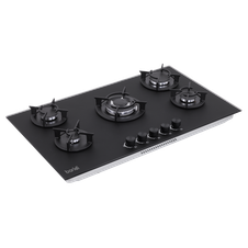 Baridi DH385 90cm Gas Hob Matt Black 5 Burners Cast Iron Supports & Auto Ignition 10.4kW
