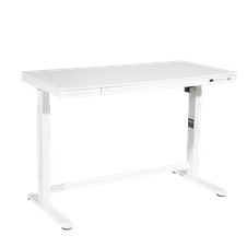 Dellonda DH54 Single Motor Ultra-Quiet Electric Desk with Control Panel, USB Port & Drawer - White Desktop