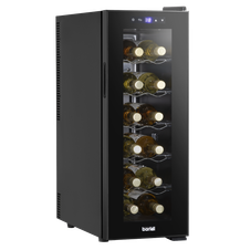 Baridi DH73 12 Bottle Wine Fridge with Digital Touch Screen Controls, Metal Shelves & LED Light - Black