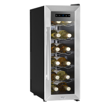 Baridi DH74 12 Bottle Wine Fridge with Digital Touch Screen Controls, Metal Shelves & LED Light - Stainless Steel