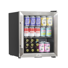 Baridi DH75 Mini Tabletop Beer & Drinks Fridge with Lock & Key, Metal Shelves & LED Light 50L - Stainless Steel