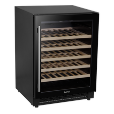 Baridi DH78 54 Bottle Undercounter/Freestanding Wine Fridge with Digital Touch Screen Controls, Wooden Shelves & LED Light 135L - Black