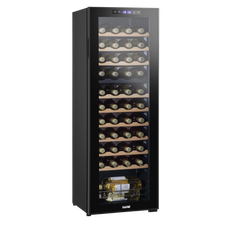 Baridi DH92 44 Bottle Dual Zone Wine Fridge with Digital Touch Screen Controls, Beech Wood Shelves & LED Light - Black