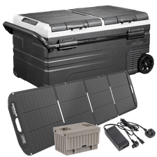 Dellonda DL177 Portable Fridge Freezer/Cool Box 95L with 11.1V Portable Battery, AC/DC 230V Adaptor & 220W Solar Panel