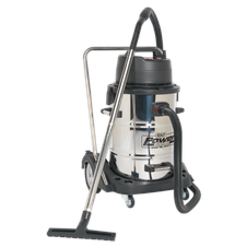 Sealey PC477 Industrial Vacuum Cleaner Wet & Dry Stainless Steel Drum with Swivel Emptying 77L 2400W