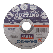 Sealey PTC/115MC 115 x 1.6mm Universal Cutting Disc 22mm Bore