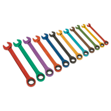 Sealey S01075 Siegen Multi-Coloured Combination Ratchet Spanner Set 12pc