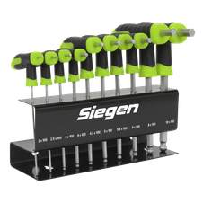 Siegen S01150 T-Handle Ball-End Hex Key Set 10pc