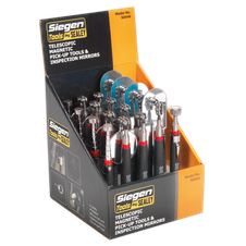 Sealey S0946 Siegen Telescopic Magnetic Pick-Up Tools & Inspection Mirrors - Display Box of 20