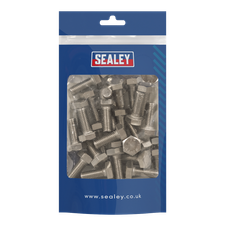 Sealey S1025 Stainless Steel Hex Head Set Screw M10 X 25 A2, DIN 933 - Pack of 25