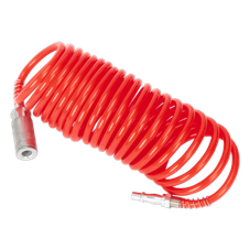 Sealey SA305 PE Coiled Air Hose with Couplings 5m x 5mm