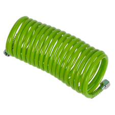 Sealey SA335G PE Coiled Air Hose with 1/4"BSP Unions 5m x 5mm - Green