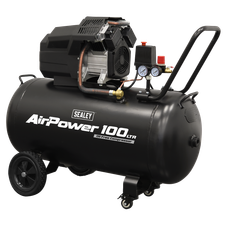 Sealey SAC10002 Air Compressor 100L V-Twin Oil Free Direct Drive 3hp
